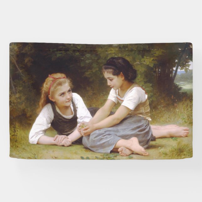Les Noisettes: Junge Mädchen sammeln Haselnüsse Banner (Horizontal)