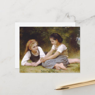 Les Noisettes: Junge Mädchen sammeln Haselnüsse Feiertagspostkarte