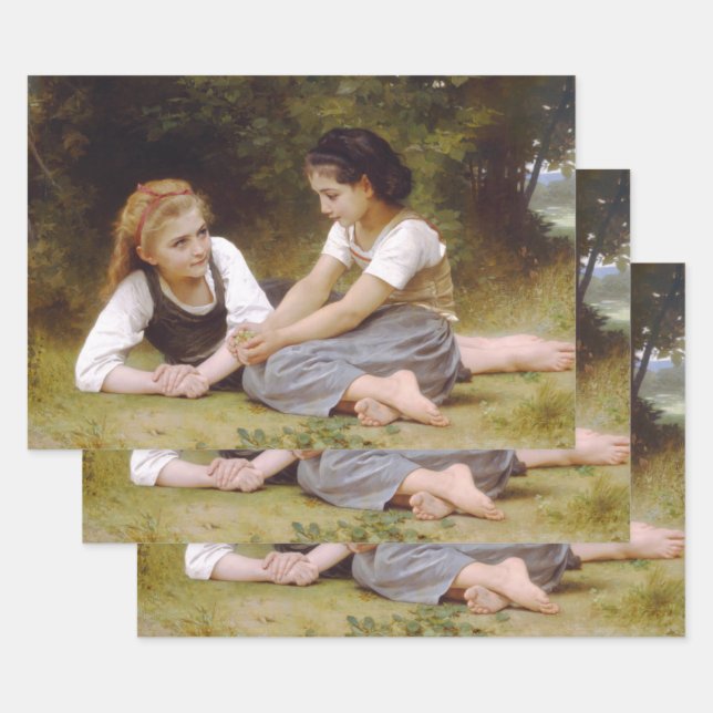 Les Noisettes: Junge Mädchen sammeln Haselnüsse Geschenkpapier Set (Set)