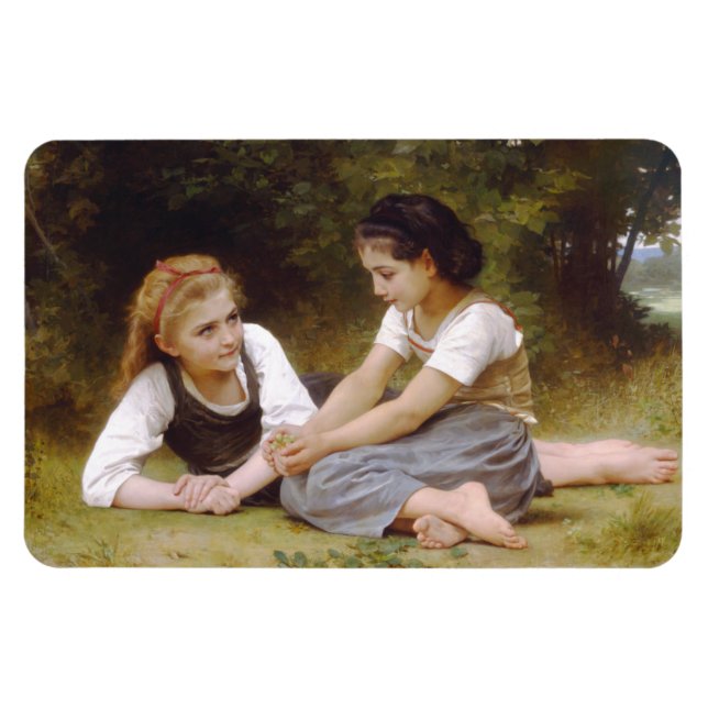 Les Noisettes: Junge Mädchen sammeln Haselnüsse Magnet (Horizontal)