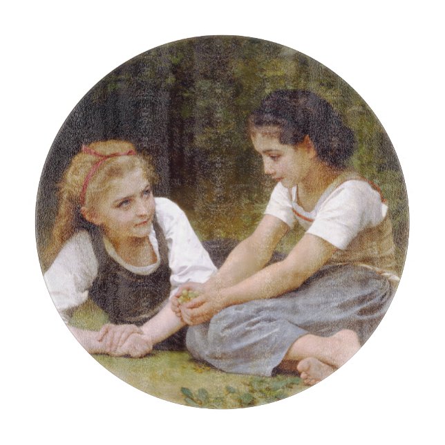 Les Noisettes: Junge Mädchen sammeln Haselnüsse Schneidebrett (Vorderseite)