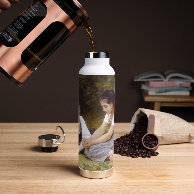 Les Noisettes: Junge Mädchen sammeln Haselnüsse Trinkflasche (Kaffee)