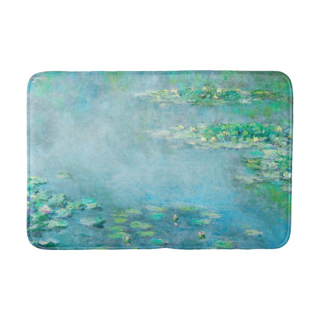 Les Nympheas Water Lilies Light Blue Fine Art Art Badematte (Vorderseite)