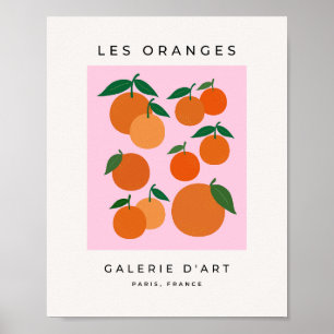 Les Orange 01 Retro Fruit Rosa und Orange Poster