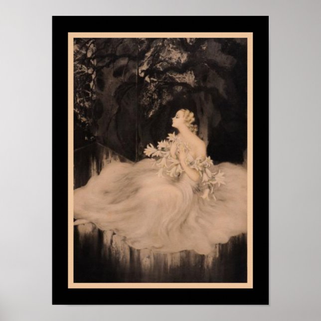 "Les Orchidees et Dame aux Lis" (2 von 2) Art Deco Poster (Vorne)