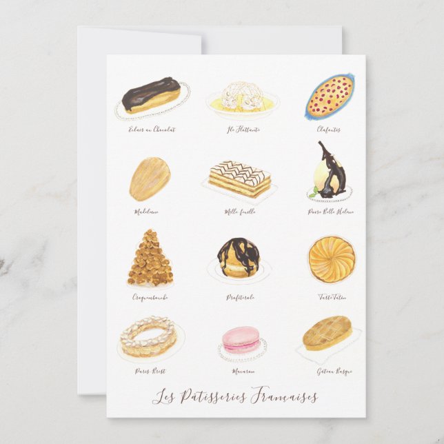 Les Pâtisserie Françaises Aquarell Dankeskarte (Vorderseite)