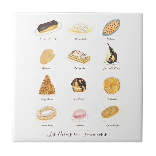 Les Pâtisserie Françaises Aquarell Fliese (Vorderseite)