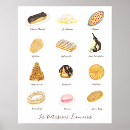 Les Pâtisserie Françaises Aquarell Poster