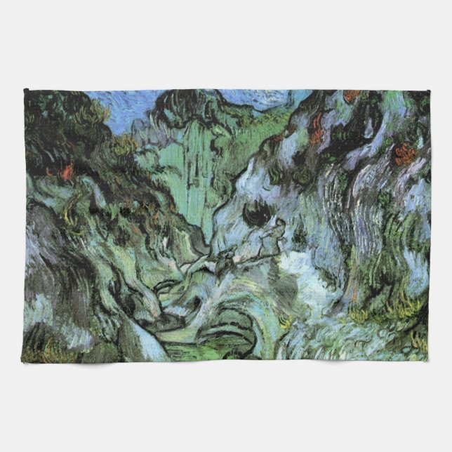 Les Peiroulets Ravine von Vincent van Gogh Geschirrtuch (Horizontal)