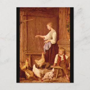 Les Poules', Albert Anker_Groups und Figures Postkarte