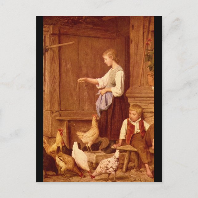 Les Poules', Albert Anker_Groups und Figures Postkarte (Vorderseite)