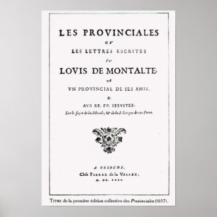 Les Provinciales" von Blaise Pascal Poster