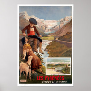Les Pyrénées, Gavarnie Vintag Tourismus Reisen Poster
