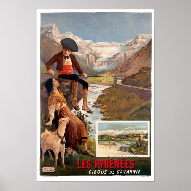 Les Pyrénées, Gavarnie Vintag Tourismus Reisen Poster (Vorne)