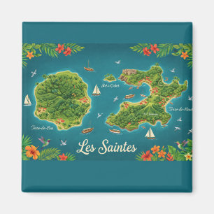 Les Saintes – Illustrierte Inselkarte Magnet