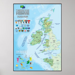 Les sechs Nations celtiques carte multilingue Poster