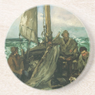 Les Toileurs de la Mer von Edouard Manet, Vintage  Sandstein Untersetzer