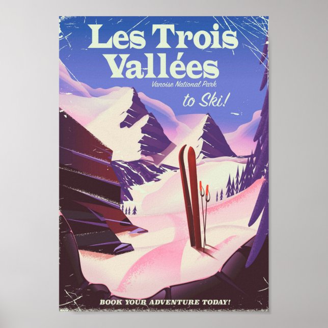 Les Trois Vallées Ski travel poster (Vorne)