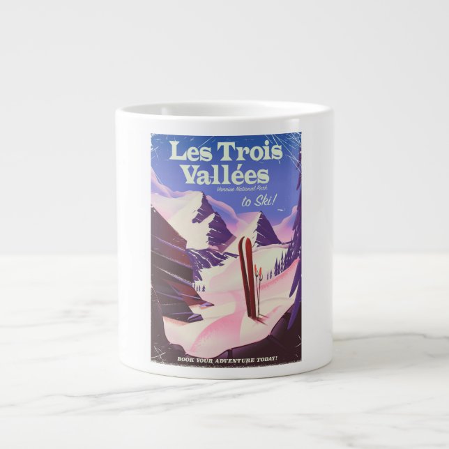 Les Trois Vallées Ski travel poster Jumbo-Tasse (Vorderseite)