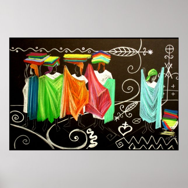 Les Vendeuses de Tissus Haitienne Poster (Vorne)