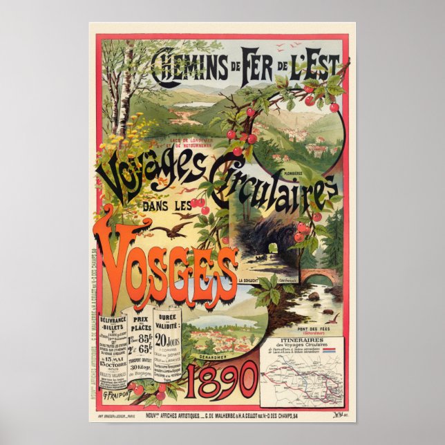 Les Vosges France Vintag Railroad Poster 1890 (Vorne)