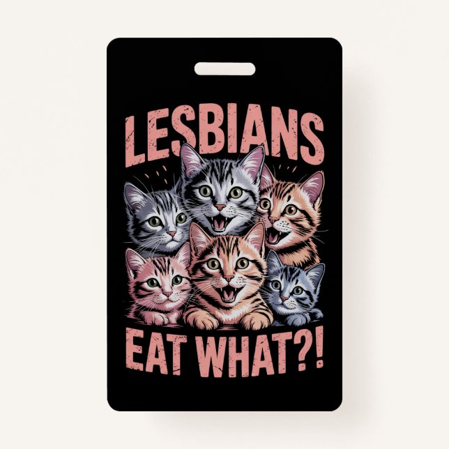 Lesben essen, was die lustige Katze Lesbian LGBTQ  Ausweis (Vorderseite)