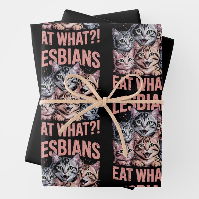 Lesben essen, was die lustige Katze Lesbian LGBTQ  Geschenkpapier Set (Beispiel)