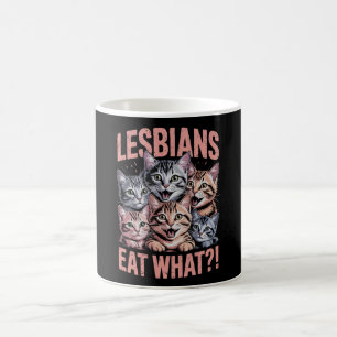 Lesben essen, was die lustige Katze Lesbian LGBTQ  Kaffeetasse