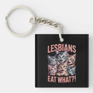 Lesben essen, was die lustige Katze Lesbian LGBTQ  Schlüsselanhänger