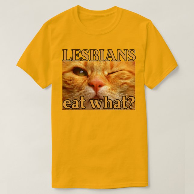 Lesben essen was? Funny Orange Cat T-Shirt (Design vorne)