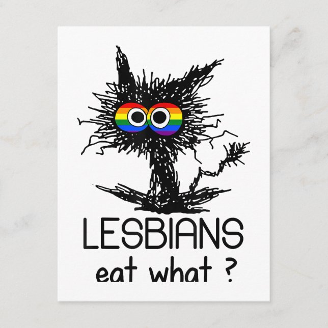 Lesben essen, was Katze Funny Spaß macht LGBTQ Sto Begleitkarte (Vorderseite)