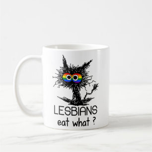 Lesben essen, was Katze Funny Spaß macht LGBTQ Sto Kaffeetasse