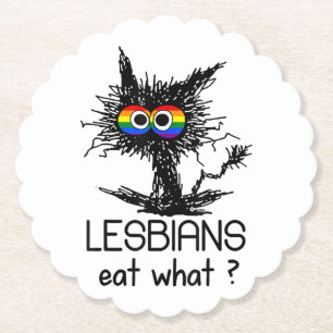 Lesben essen, was Katze Funny Spaß macht LGBTQ Sto Untersetzer
