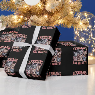Lesben essen was lustige Katze Lesbe LGBTQ Stolz Geschenkpapier