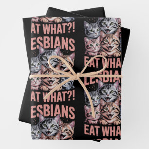 Lesben essen was lustige Katze Lesbe LGBTQ Stolz Geschenkpapier Set