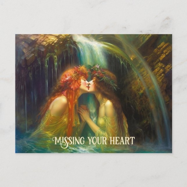 Lesben im fallenden Wasser Postkarte (Vorderseite)