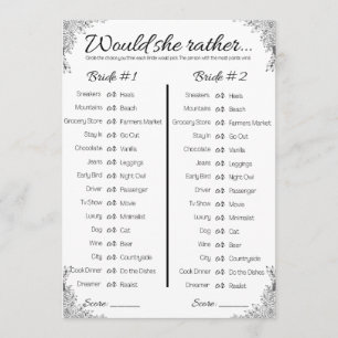 Lesben Polterabend Game, würde sie lieber, Einladung