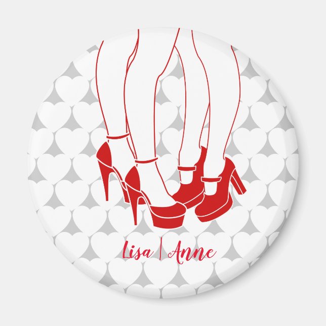 Lesbenpaar küsst am Valentinstag Magnet (Vorne)