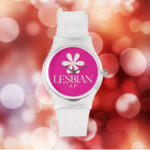 Lesbian AF White Blumen Watch Armbanduhr