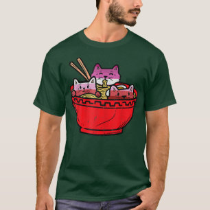 Lesbian Anime Niedlich japanische Katzen Ramen Noo T-Shirt