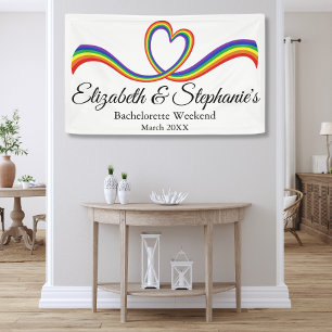 Lesbian Bachelorette Rainbow Heart Banner