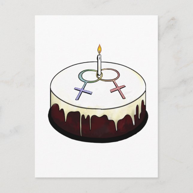 Lesbian Birthday Cake Postkarte (Vorderseite)