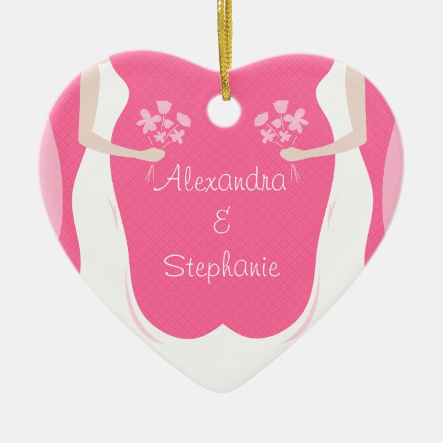 Lesbian Brides Personalisiert Keramikornament (Vorne)