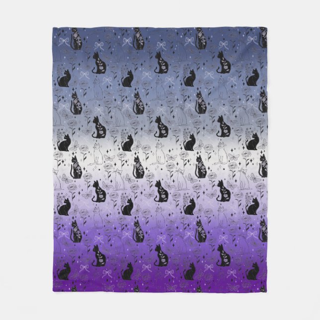 Lesbian Butch Pride Black Cat - Mystische Hexe Fleecedecke (Vorderseite)