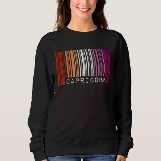 Lesbian Capricorn Barcode Gay Pride Flag Zodiac Si Sweatshirt (Vorderseite)