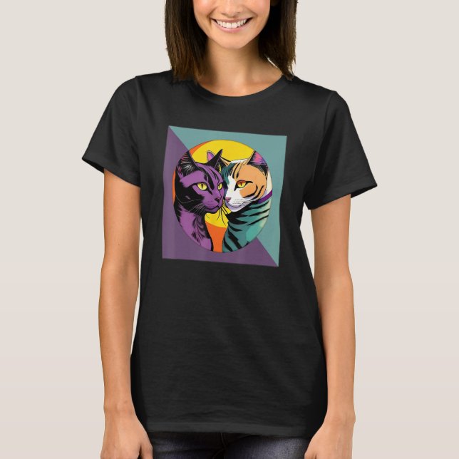 Lesbian Cat  LGBT Retro T-Shirt (Vorderseite)