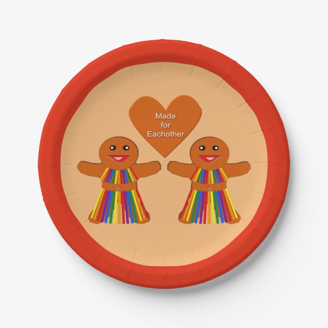 Lesbian Christmas Gingerbread Ladys Couple Pappteller (Vorderseite)