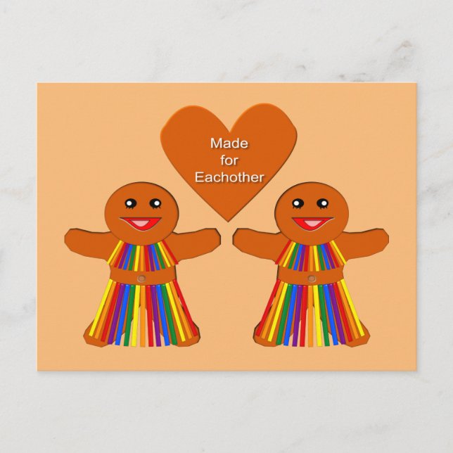 Lesbian Christmas Gingerbread Ladys Couple Postkarte (Vorderseite)
