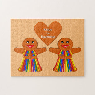 Lesbian Christmas Gingerbread Ladys Couple Puzzle