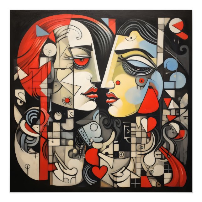 Lesbian Couple Cubism Fotodruck (Vorne)